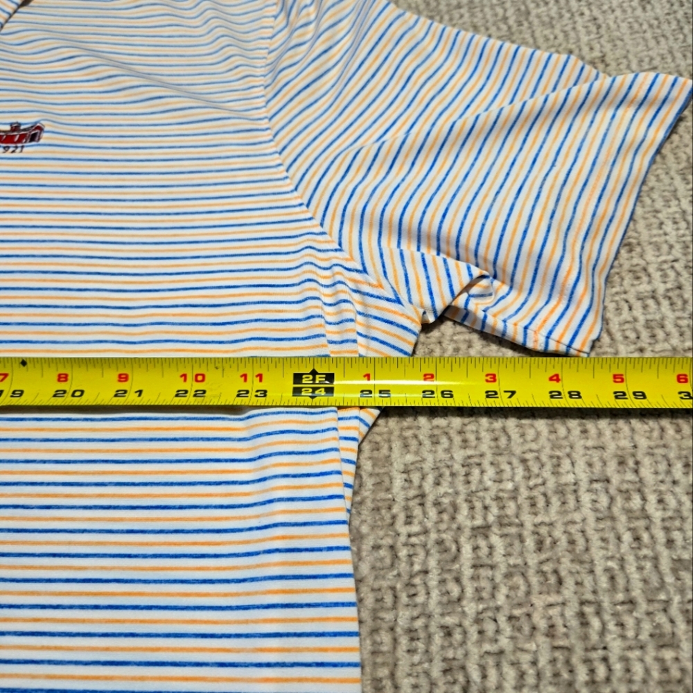 Johnnie-O Performance Men's Striped Polo Shirt - Blue, White, Orange Size XL - Picture 6 of 7